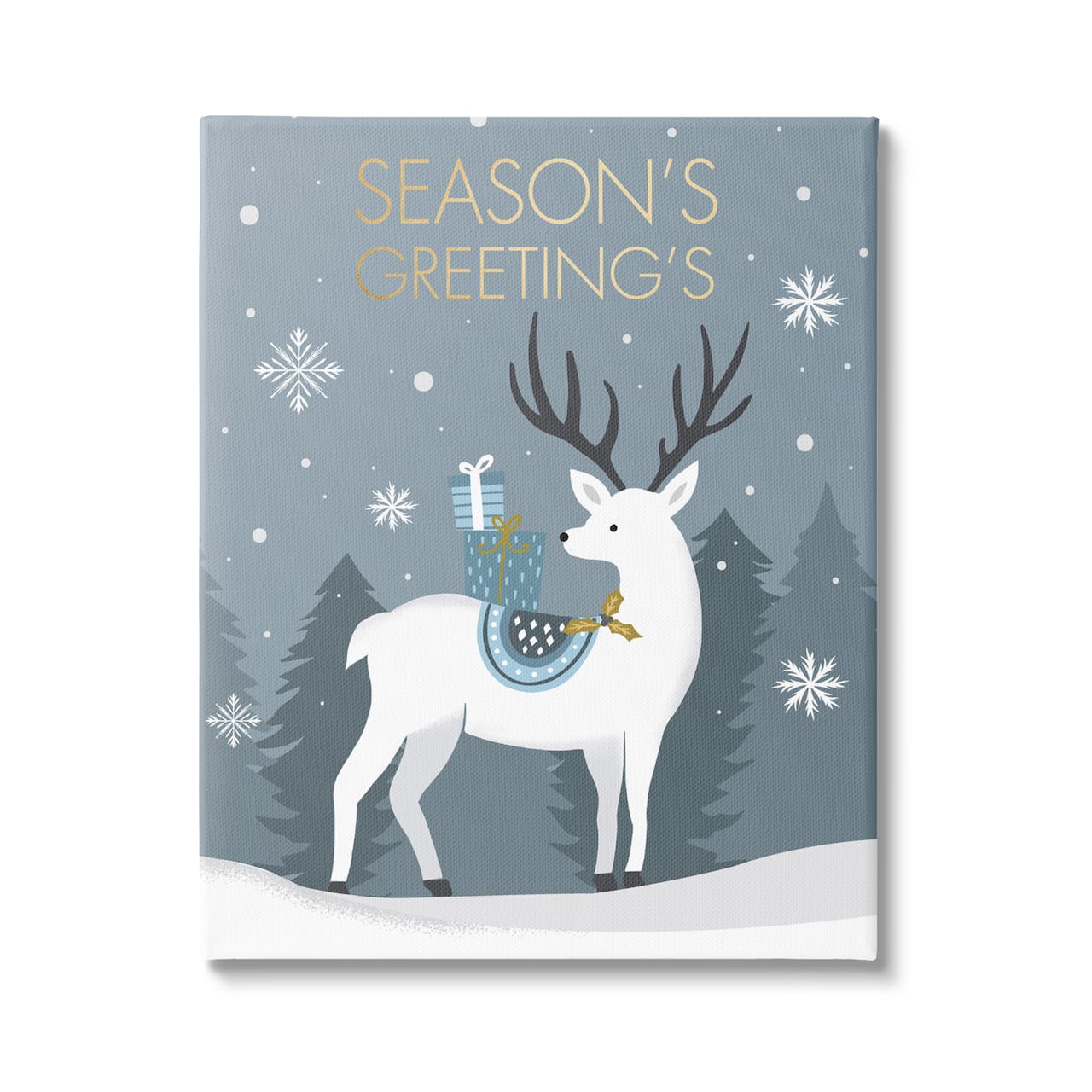 Stupell Industries Season's Greetings Holiday Reindeer Canvas Wall Art